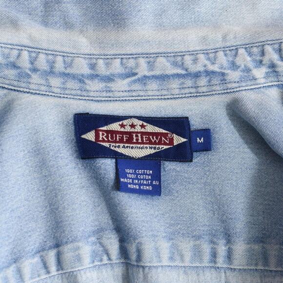 Vintage Distressed Long Sleeve Denim Work Shirt Men's Medium - Picture 10 of 10